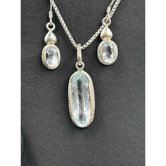Aquamarine jewelry set Handmad 925 Starling Silver Stone Region Gilgit - Picture 5 of 12